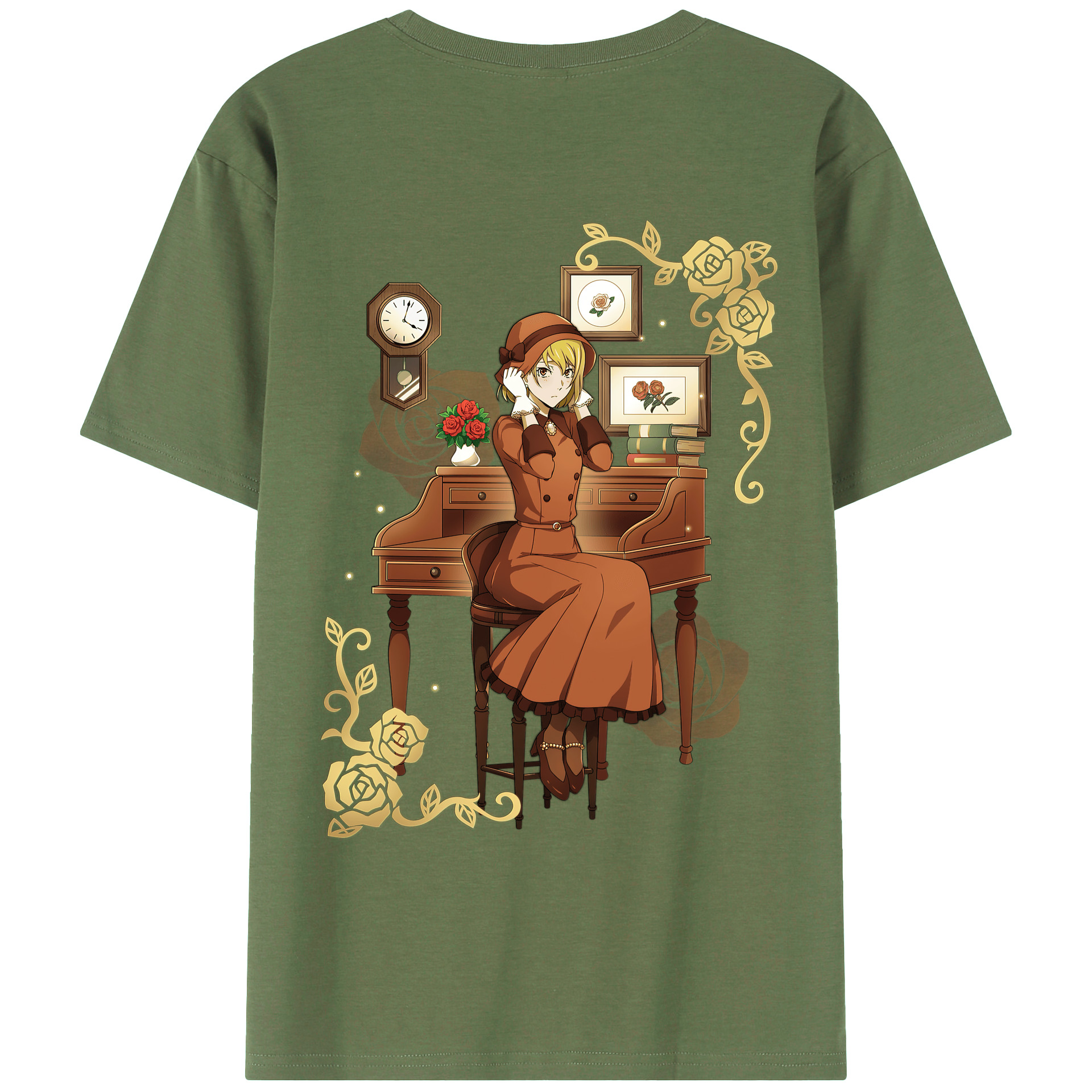 （画像用） 文豪ストレイドッグス Bungo Stray Dogs 綿100％ メンズ半袖Tシャツ（バックプリント） 通気性